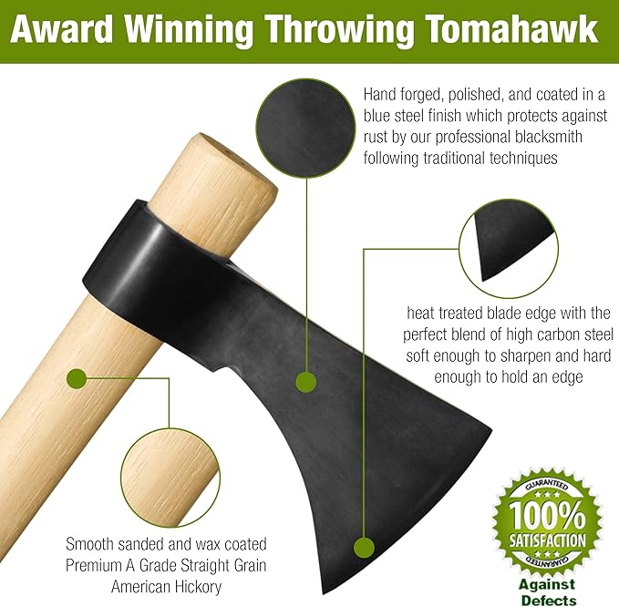 Throwing Axe - Win Your Next Viking Throwing Tomahawk Competition! 19 Hand Forged Hatchet from High Carbon Steel NMLRA Approved 100% Guaranteed from Defects