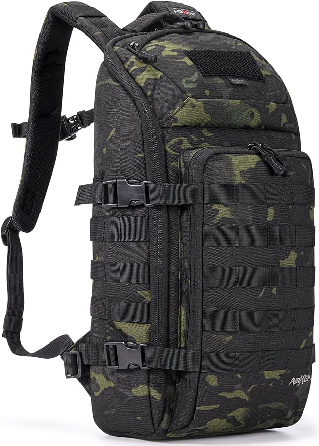 AMHEH 20L 1050D Slim Tactical Backpack - 13 Laptop Suspended Protection Heavy Duty Urban Commuting Everyday Carry Daypack Black Camo