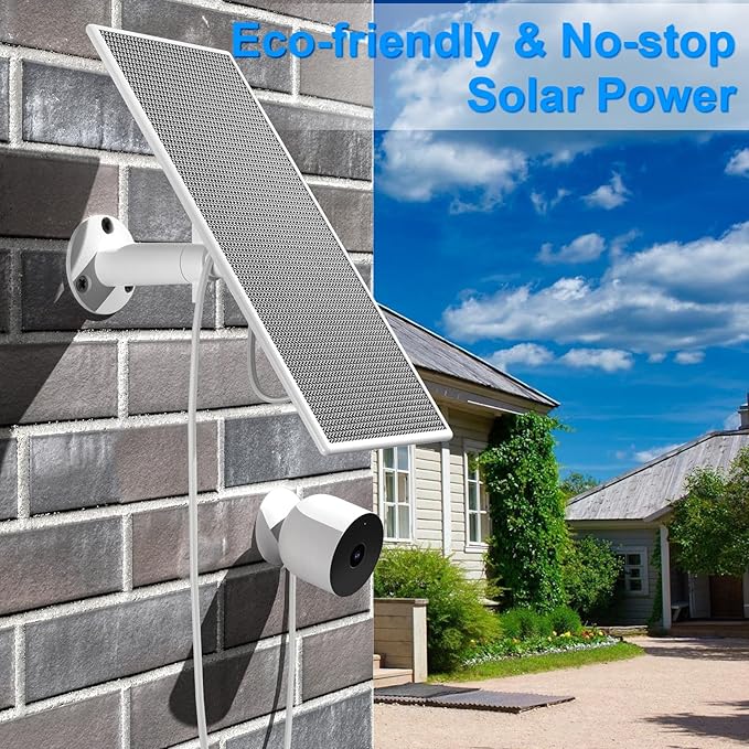Solar Panel for Google Nest Camera Outdoor or Indoor(Battery Version) 5V 5W Solar Power Charger with 13Ft Cable- Special Made for Google Nest Cam