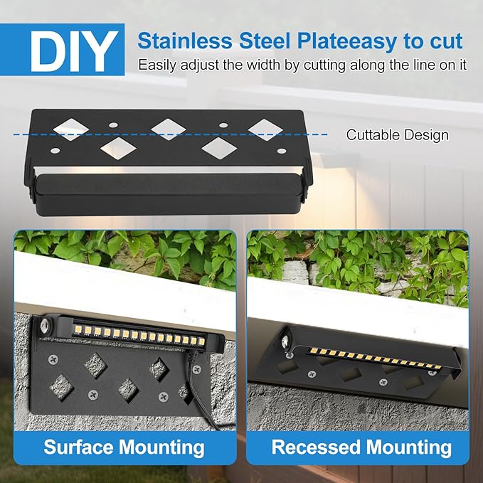 8-Pack 7 Inch LED Hardscape Lighting 5W Low Voltage Step and Retaining Wall Lights 12-24V AC/DC Waterproof Outdoor Landscape Paver Lights 3000K Warm White