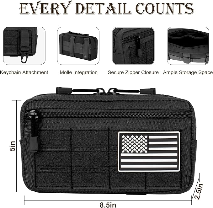 Tactical MOLLE Utility Pouch Kit – EDC Accessories Bag with Phone Holder Water Bottle Pouch Medical First Aid Pouch for Outdoor Hiking Camping and Duty Use
