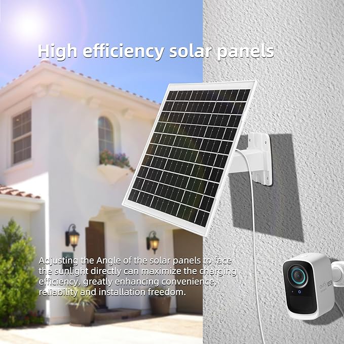 4 Pack 7W Camera Solar Panel Charger Compatible with eufyCam 3/S330 3C/S300 S350/C220/C210 eufy SoloCam S220/S340/C210 Camera Solar Charger with 9.3FT Type-C Charging Cable Cord &amp Micro USB Por