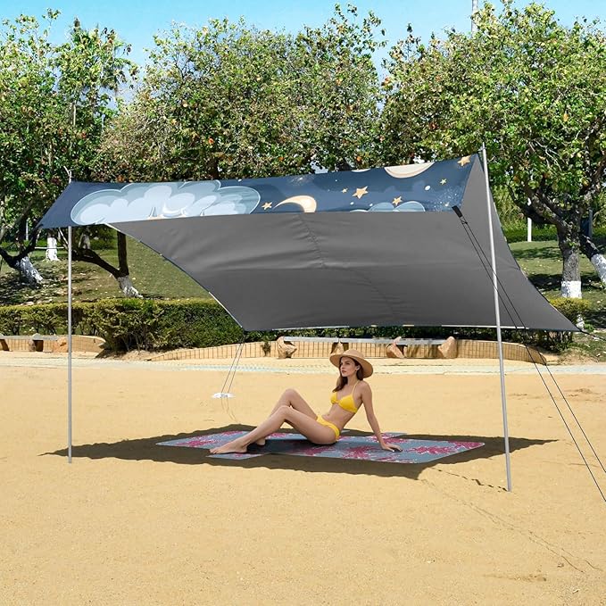ALAZA Cute Unicorn on The Cloud Seamless Beach Tent Sun Shelter Portable Canopy Sunshade for Outdoor Camping Picnics Backyard Fun 10x9 ft