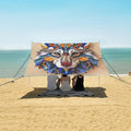 ALAZA Colorful Wolf Head Beach Tent Sun Shelter UPF50+ Protection Beach Shade Canopy w/ 4 Sandbags for Outdoor Camping Fishing Backyard Fun Picnic 10x9 ft