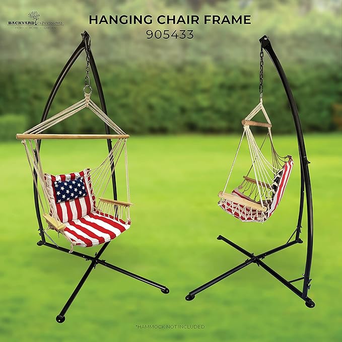 Backyard Expressions Patio · Home · Garden 905433-BYE Hammock Swing Stand Indoor/Outdoor Heavy Duty Hanging Chair Stand Black