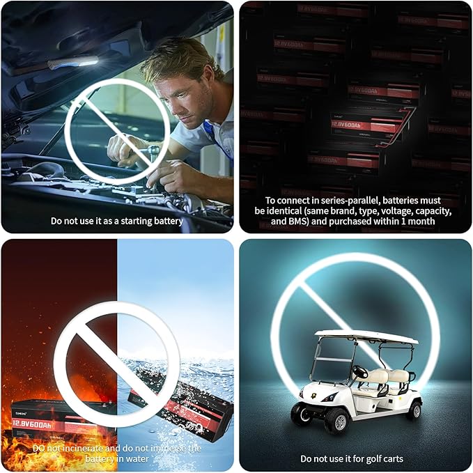 12V 600Ah LiFePO4 Battery Built-in 200A BMS 7680Wh Energy 10000+ Deep Cycles Rechargeable 12 Volt Battery Perfect for RV Solar System Off Grid Home Energy Storage