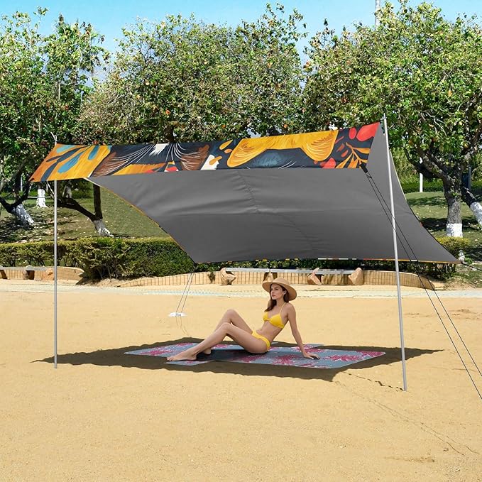 ALAZA Colorful Cat Pattern Beach Tent Sun Shelter Portable Canopy Sunshade for Outdoor Camping Picnics Backyard Fun 10x9 ft