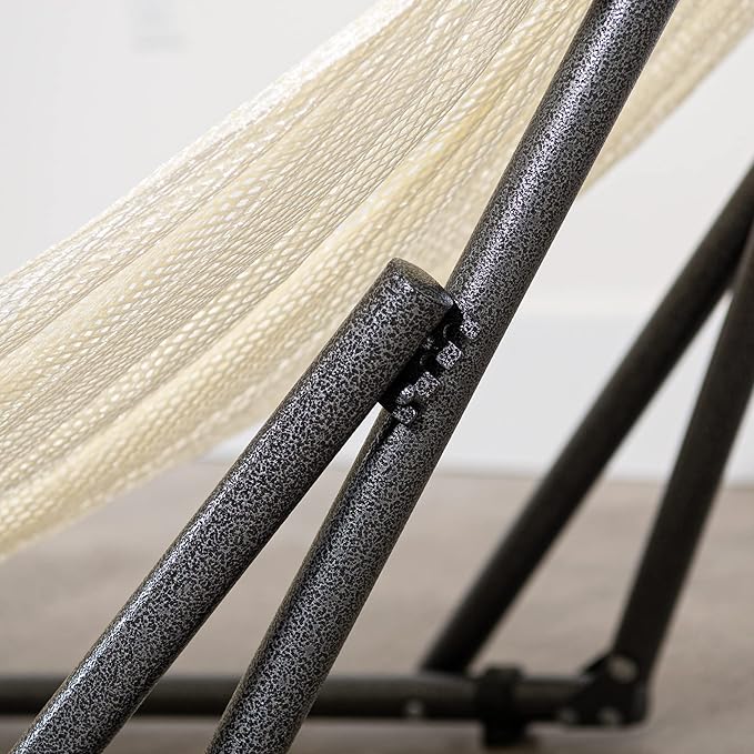 Best Home Fashion Hammock with Collapsible Steel Stand 450 lbs Capacity &amp Carrying Case Portable &amp Adjustable Perfect for Camping Beach Summer Patio EZ Daze Foldable Hammock with Stand- Ivo