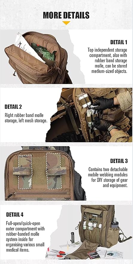 Emersongear Multi-Function Medical Backpack Tactical 30L Shoulder Bag (Coyote Brown)