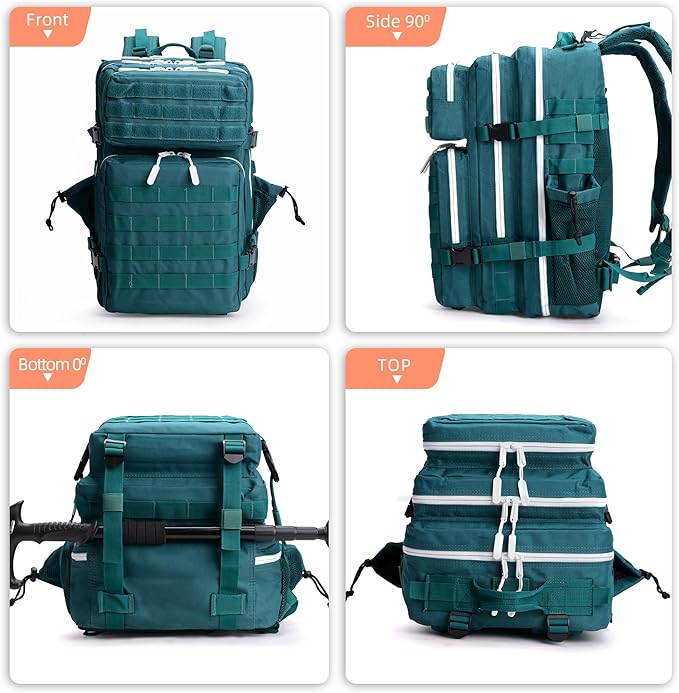 LUPU TACTICAL 45L Backpack for Men and Women 3 Days Assault Pack Outdoor Travel Hiking Camping Rucksack with Molle Webbing (Blacklish Green)