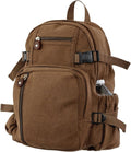 Rothco Vintage Canvas Compact Backpack – Rugged Everyday Carry Travel Storage Bag Brown