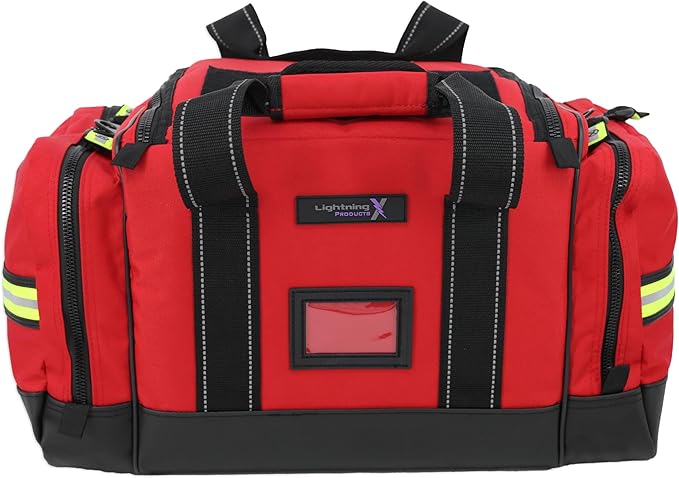 Lightning X Personalized EMT Trauma Bag – Large ALS Medical Bag with 6 Color-Coded Pouches MOLLE Panel Waterproof Bottom Reflective EMS Gear Custom Embroidered Name or Logo | LXMB35