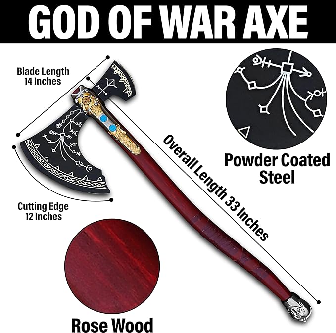 WAZIR Crafts 35 Handmade Kratoss Viking Axe God of War Viking Axe Cosplay Axe Cosplay Armor Cosplay Weapon Prop Replica Kratoss Weapon (WCA-026)