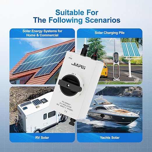 Isolator Switch Solar Disconnect Switch 32 Amp DC1200V with IP66 Waterproof Enclosure for Rooftop Solar Systems RVs and Boats