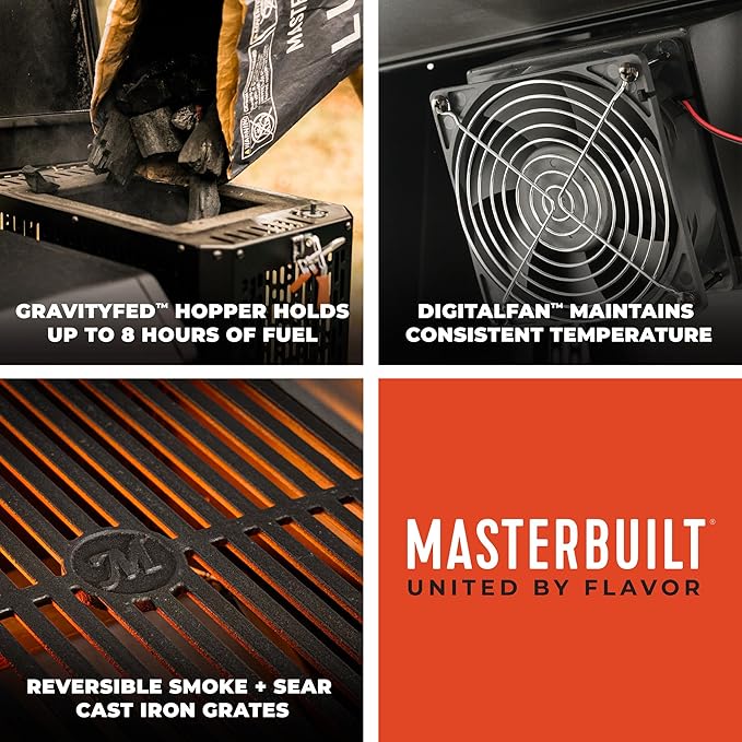 Masterbuilt® Gravity Series® 1050 Smoker Grill - Digital Charcoal Combo Grill with Free App 1050 Cooking Square Inches in Black Model MB20041220