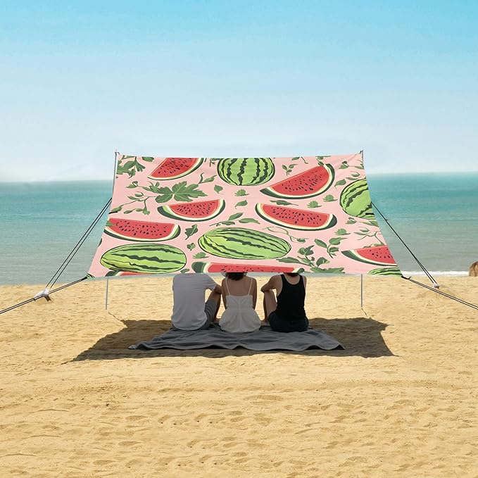 ALAZA Hand Drawn Watermelon Pattern Beach Tent Sun Shelter Portable Canopy Sunshade for Outdoor Camping Picnics Backyard Fun 10x9 ft