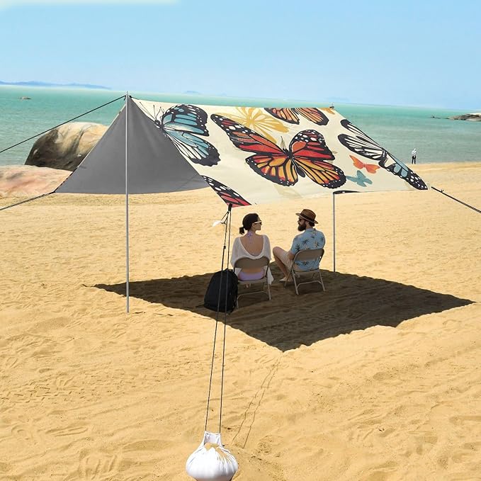 ALAZA Butterfly Animal Beach Tent Sun Shelter Portable Canopy Sunshade for Outdoor Camping Picnics Backyard Fun 10x9 ft