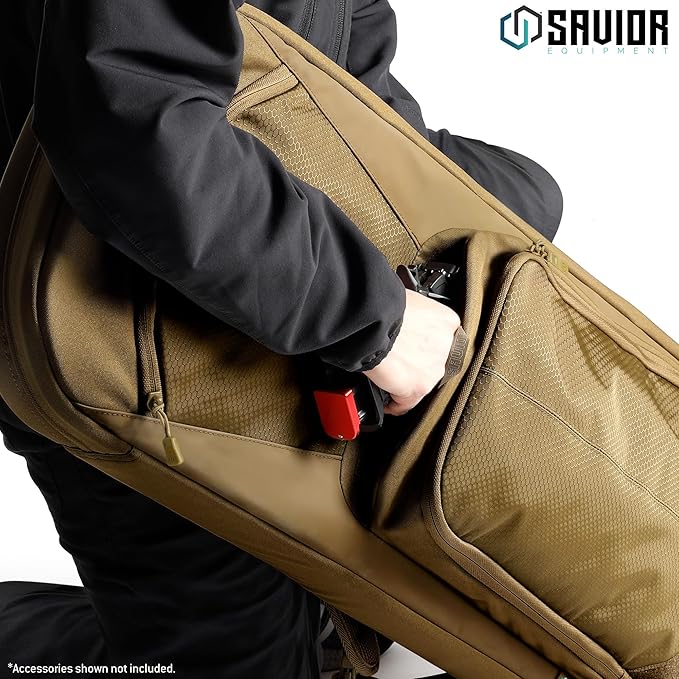 Savior Equipment Specialist Series 30 34 38 Covert Tactical Gun Bag Backpack Soft Case with Compartment Low Profile Bug Out Truck Bag (Flat Dark Earth Tan 30)