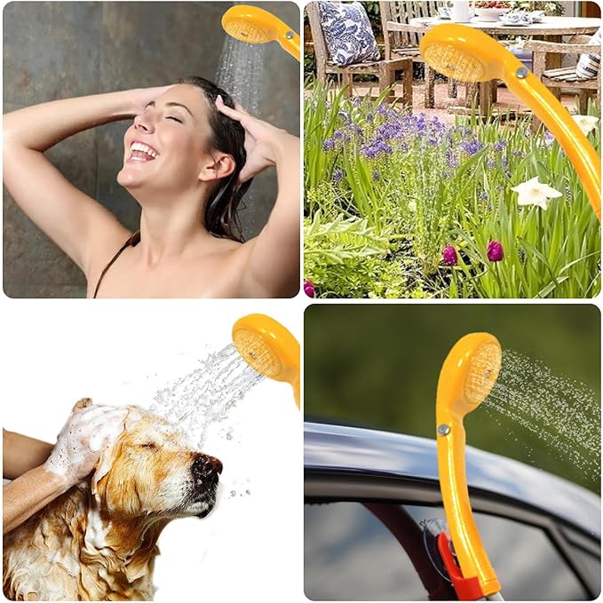 Portable Shower for Camping | 12V Portable Shower Head Camping Pump | Handheld Showers with Head Gear Powered by Car Cigarettes
