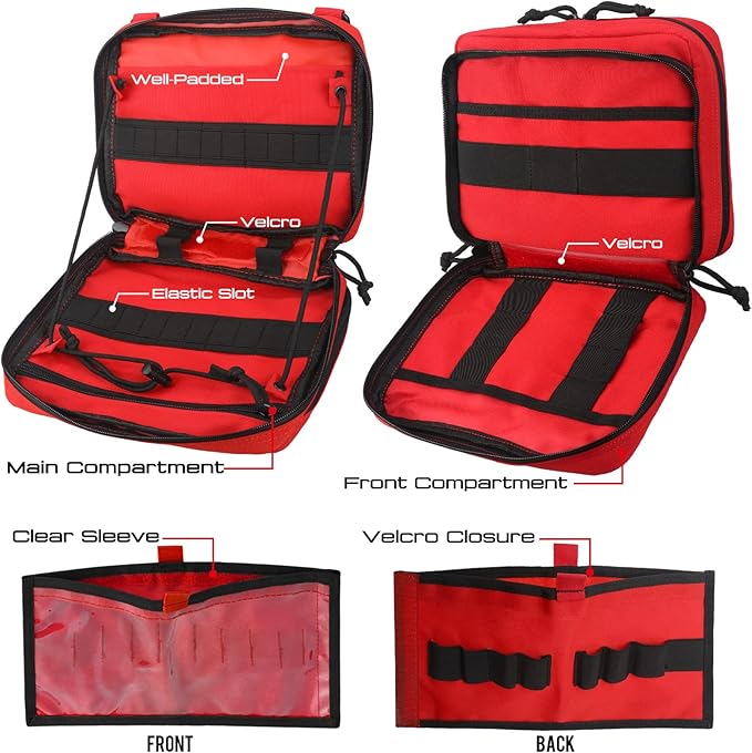 WYNEX Tactical Molle Admin Pouch of Laser Cut Design Utility Pouches Molle Attachment Military Medical EMT Organizer with Map Pocket EDC EMT Pack IFAK Tool Holder Universal U.S.A Patch Included