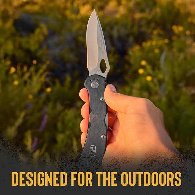 Buck Knives 722 Spitfire Folding EDC Knife 3-1/4” Pocket Knife Blade Lockback Design Aluminum Handles 420HC Stainless Steel Drop Point Folding Blade Made in the USA Gray 3.2 oz