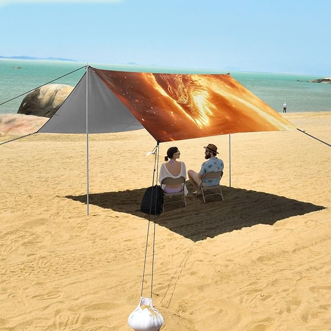 Fiery Dragon Beach Tent Sun Shelter Set UPF50+ UV Protection 10.5 x 9.19 FT Camping Shade Canopy with Sandbags Sand Anchors Carrying Bag and Others