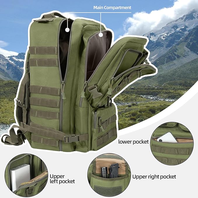 ANILD Tactical Backpack 50L Army 3 Days Assault Pack Bag Military Molle Backpack Heavy Duty Rucksack Water Resistant