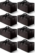 HOMESURE 8 Pack Large Strong Bags with Zippers &amp Carrying Handles - Water-Resistant - Heavy Duty Storage Tote for Space Saving Fold Flat Alternative to Moving Box (Black)