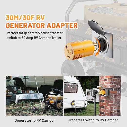 MECMO (2-in-1 Kit) NEMA L14-30P to 14-50R TT-30R RV Generator Adapter Kit 4 Prong Twist Lock 30A Generator Plug L14-30 to 50 Amp 14-50 and 30 Amp TT-30 for RV Camper EV Charger Tesla Level 2 Charging