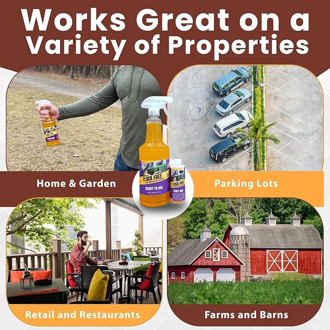 Bird Repellent Spray Bundle Ready to Use Bird Spray 32oz + Concentrate 4oz Refill
