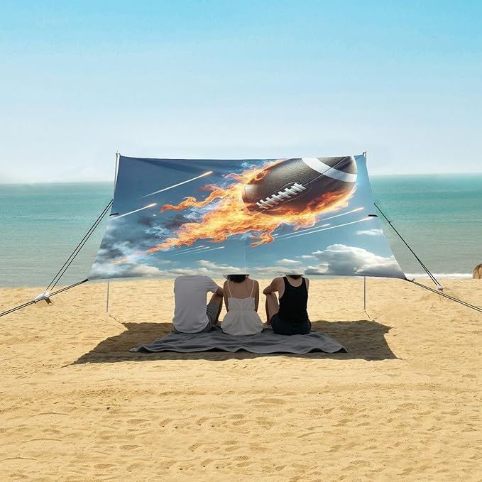ALAZA Football Firing Beach Tent Sun Shelter UPF50+ Protection Beach Shade Canopy w/ 4 Sandbags for Outdoor Camping Fishing Backyard Fun Picnic 10x9 ft