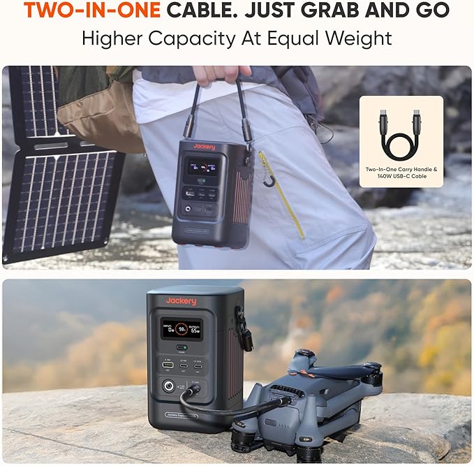 Jackery Explorer 240D Power Bank 256Wh LiFePO4 Battery Portable Power Station Charging Cable Included with 100W Soalr Panel