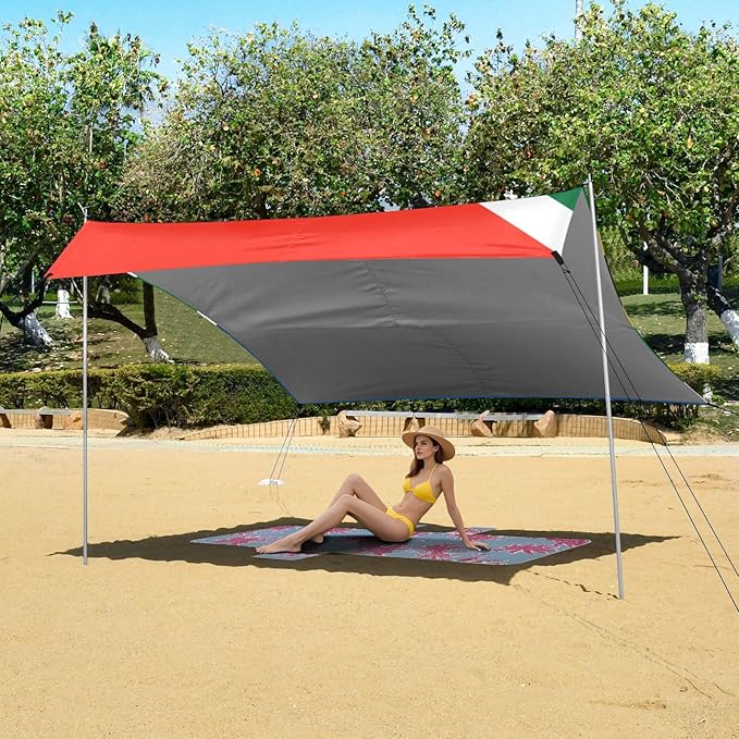 South Africa Flag Beach Canopy UPF50 Easy Setup Large Sun Shelter with Sand Shovel Sandbags for Camping Picnics Backyard &amp Fishing
