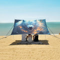 ALAZA White Wolf Howling Beach Tent Sun Shelter UPF50+ Protection Beach Shade Canopy w/ 4 Sandbags for Outdoor Camping Fishing Backyard Fun Picnic 10x9 ft
