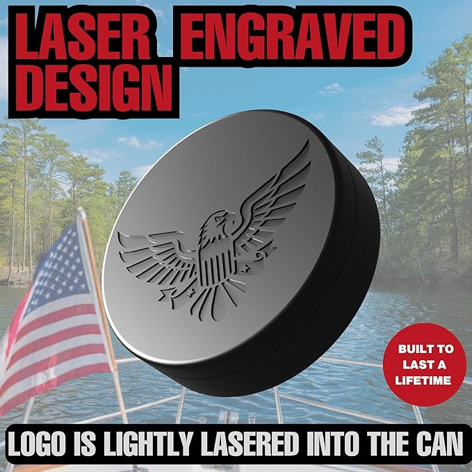 ZPACK Magnetic Zyn Metal Can Holder Metal Container Carved Tin with Magnetic Closure Aluminum Container Slim Pouch Can Gift for Him – Engraved Logo Black (Eagle)
