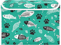 Collapsible Storage Bins with Lids Decorative Fabric Storage Cubes Closet Organizer and Storage Basket Boxes Containers for Clothes Box Chest Nursery Folding Rectangle Green Paw Prints Fish