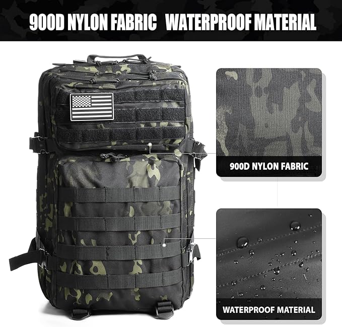 Military Tactical Backpack for Men 45L Molle Army 3 Days Assault Pack Bug Out Bag Water Resistant