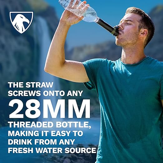 Survivor Filter Emergency Water Straw – USA-Tested – 0.05 Micron Filtration – Portable Outdoor Water Filter for Camping &amp Hiking - No Expiration