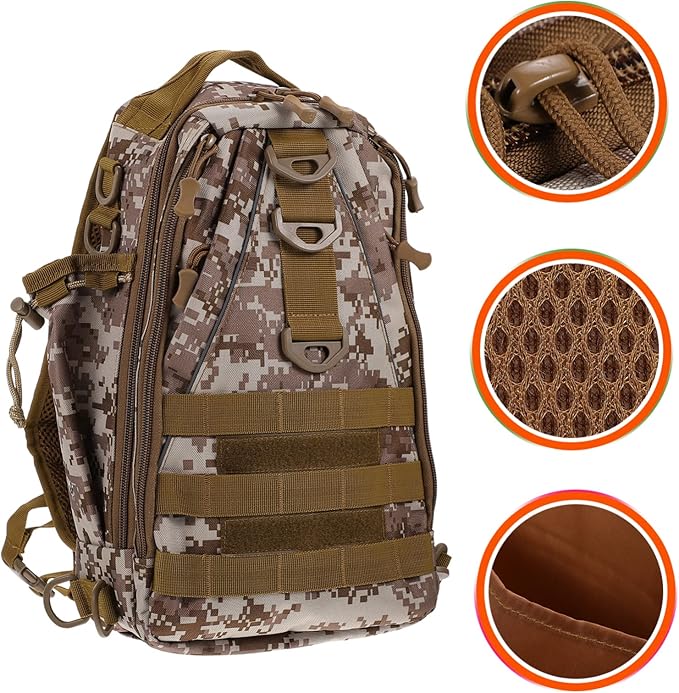 Kisangel 1pc Outdoor Hiking Backpack Capacity Multifunctional for Camping Cycling Fishing and Desert Camouflage