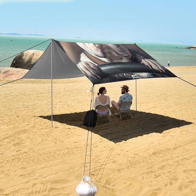 ALAZA French Bulldog in Sunglasses Driving Beach Tent Sun Shelter Portable Canopy Sunshade for Outdoor Camping Picnics Backyard Fun 10x9 ft
