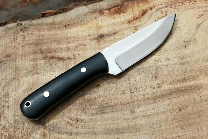 GCS Handmade D2 Steel Hunting And Skinning Knife with Black Micarta Handle Full Tang Blade and Leather Sheath for Hunting Hunting Camping Survival EDC-GCS 944
