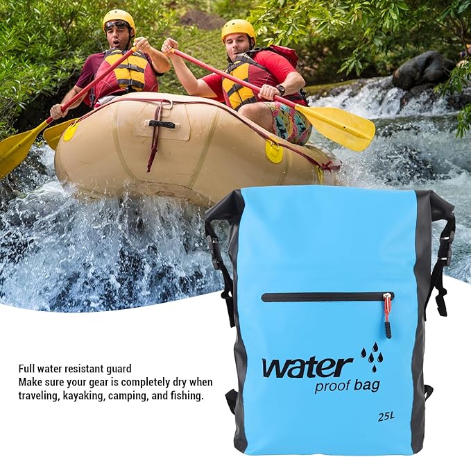 Alomejor 25L Dry Bag Kayaking Camping Drifting with Shoulder Strap Wet Dry Separation Design High Grade PVC Material for Outdoors (Blue)