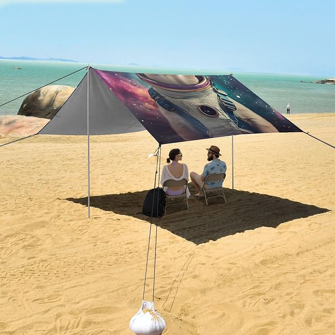 ALAZA Funny Space Starry Labrador Beach Tent Sun Shelter Portable Canopy Sunshade for Outdoor Camping Picnics Backyard Fun 10x9 ft