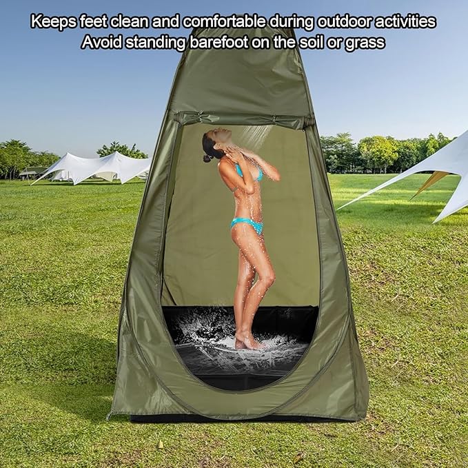 Portable Shower Pan Foldable Camping Shower Base Basin Floor with Detachable Drain Pipe 41 X 41 X 6 Inches Outdoor ShowerPan for RV Beach Indoor Shower Stall