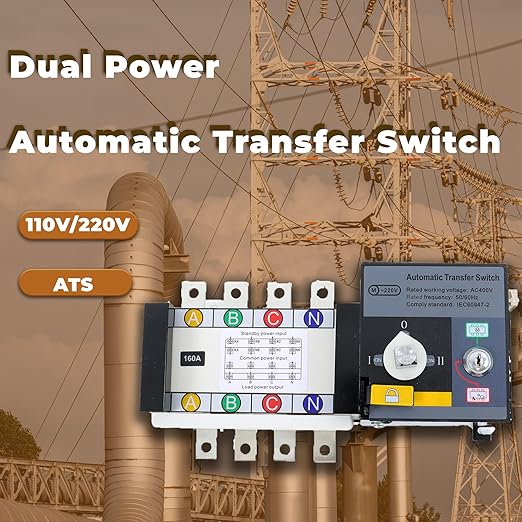 kimllier Dual Power Automatic Transfer Switch 4P ATS 160A 110V 220V Automatic Transfer AC Generator