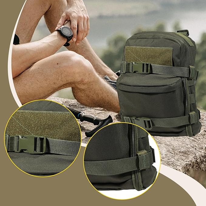 Tactical Backpack Harness Carrier with Multiple Pockets Lightweight for Hiking Cycling 9x4.3x12.2in- Dark Green