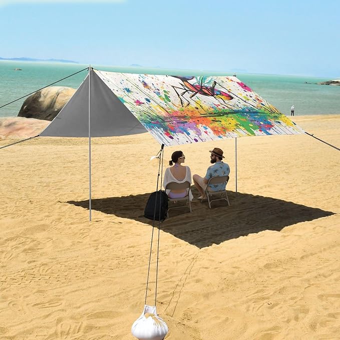 Cute Ant Beach Cabana Tent UPF50+ Lightweight Shade Sun Shelter with Sand Shovel Sandbags for Camping Picnics Backyard &amp Fishing