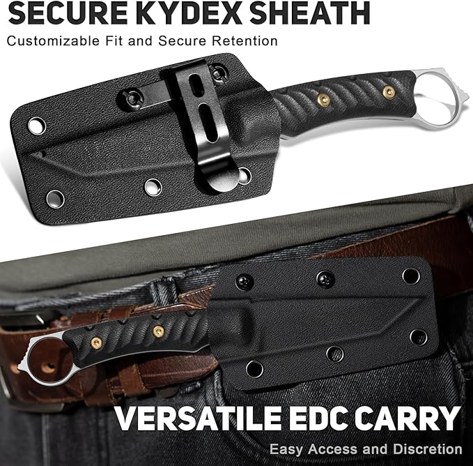 NedFoss PIONEER EDC Fixed Blade Knife with Sheath 3.4 14C28N Steel Hunting Knife with G10 Handle Camping Fixed Blade Small EDC Knives for Hiking Survival
