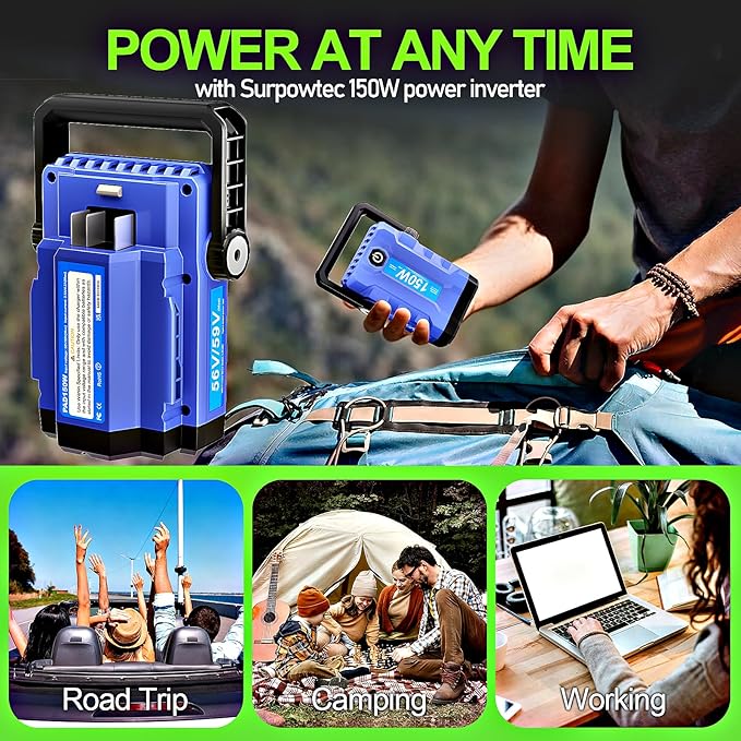 150W Portable Inverter Power Inverter Compatible with EGO Power+ Battery for Home and Outdoor