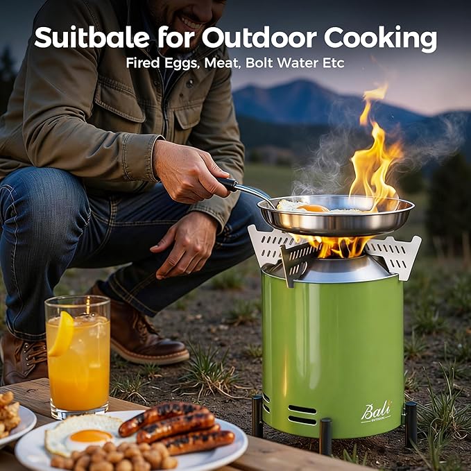 BALI OUTDOORS 6.5 inch Tabletop Fire Pit Round Stainless Steel Table Top Firepit Small Outdoor Smokeless Firepit Portable Green